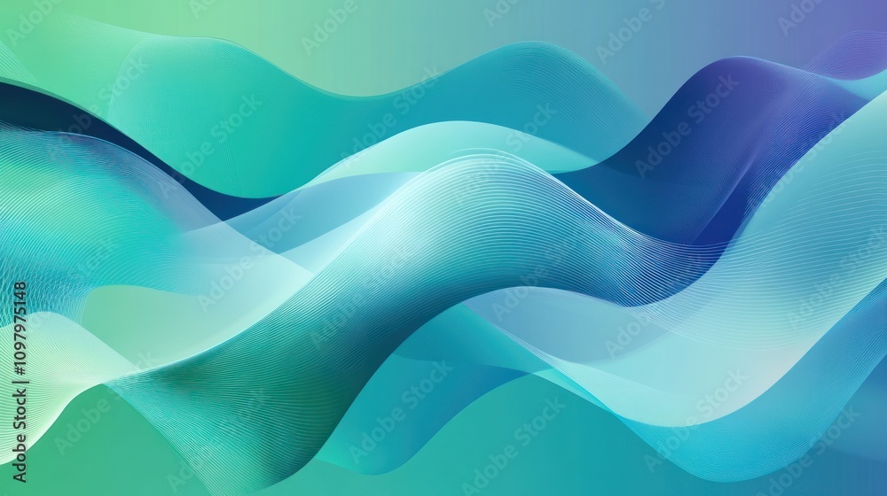 Obraz premium Abstract Teal and Blue Wavy Background