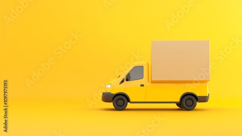 Bright yellow delivery truck on a vibrant background emphasizing transportation and logistics photo