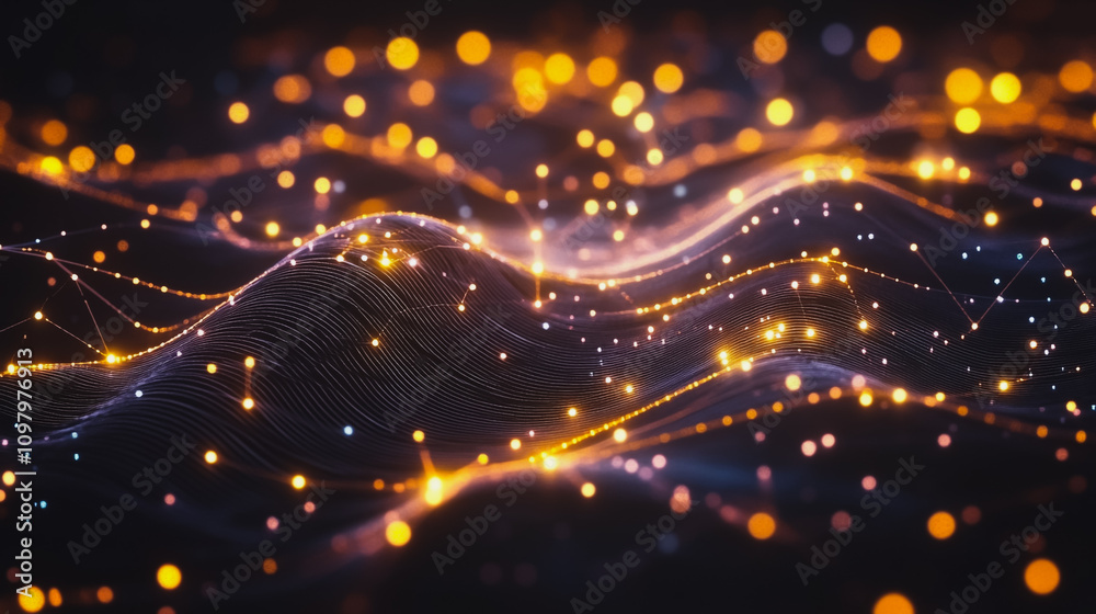 Fototapeta premium Abstract digital background electromagnetic wave background Innovation digital wave background information technology background The background is the background. gradient wave digital wave banner