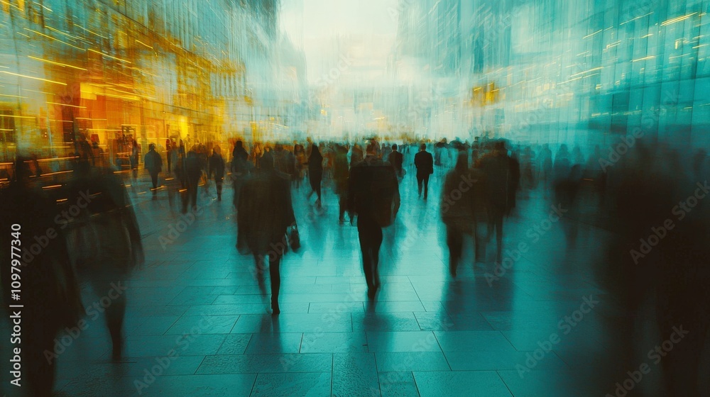 A dynamic city image showing a crowd in motion, with vibrant colors and blurred lines, reflecting the energy and pace of urban life in a modern environment. A dynamic city image showing a crowd in motion, with vibrant colors and blurred lines, reflecting the energy and pace of urban life in a modern environment.