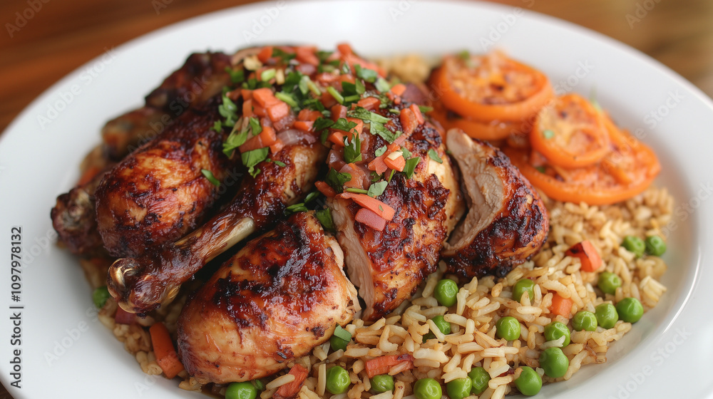 Fried Chicken with Vegetables and Rice Fried Chicken with Vegetables and Rice