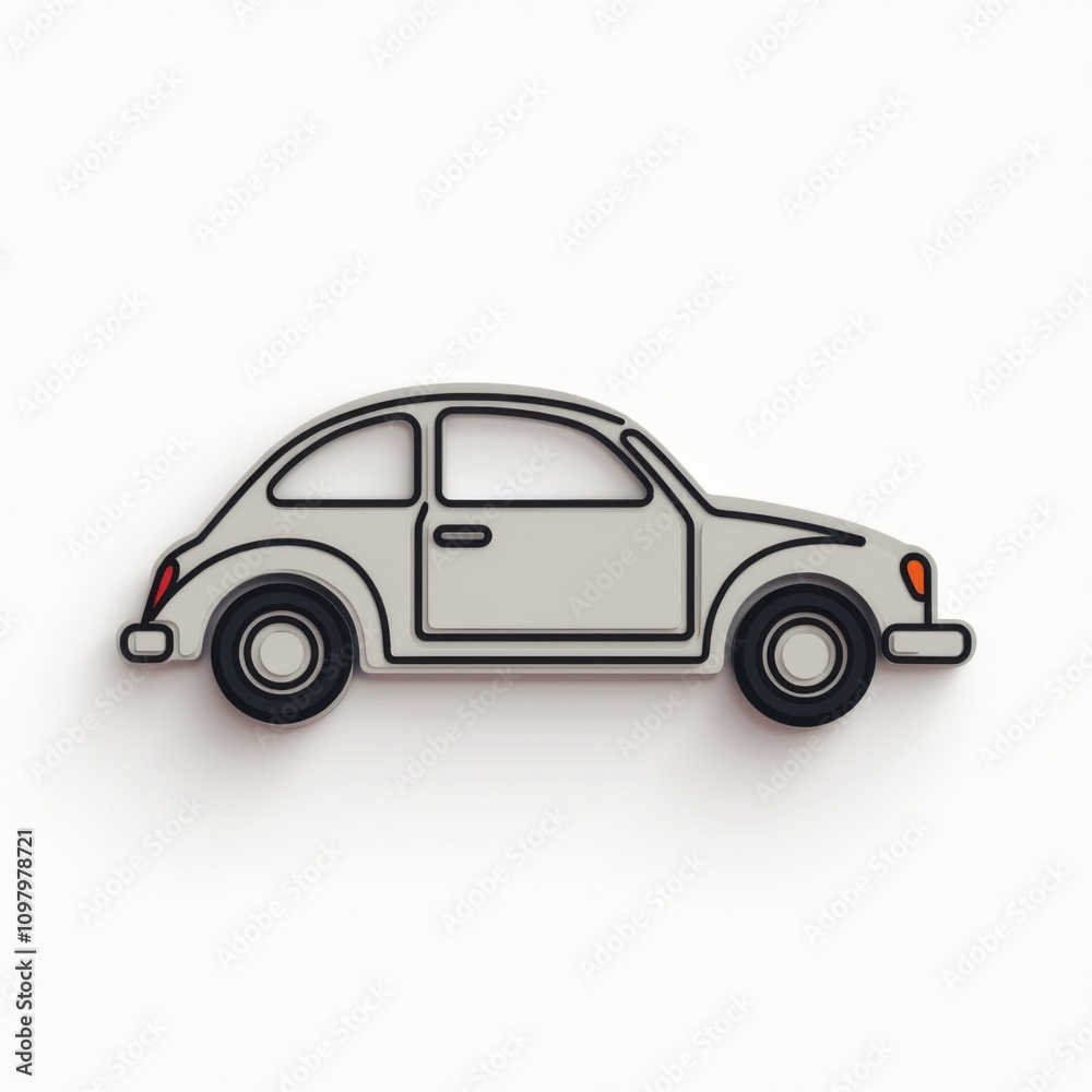 Fototapeta premium Compact Car Icon with Simple Outlines