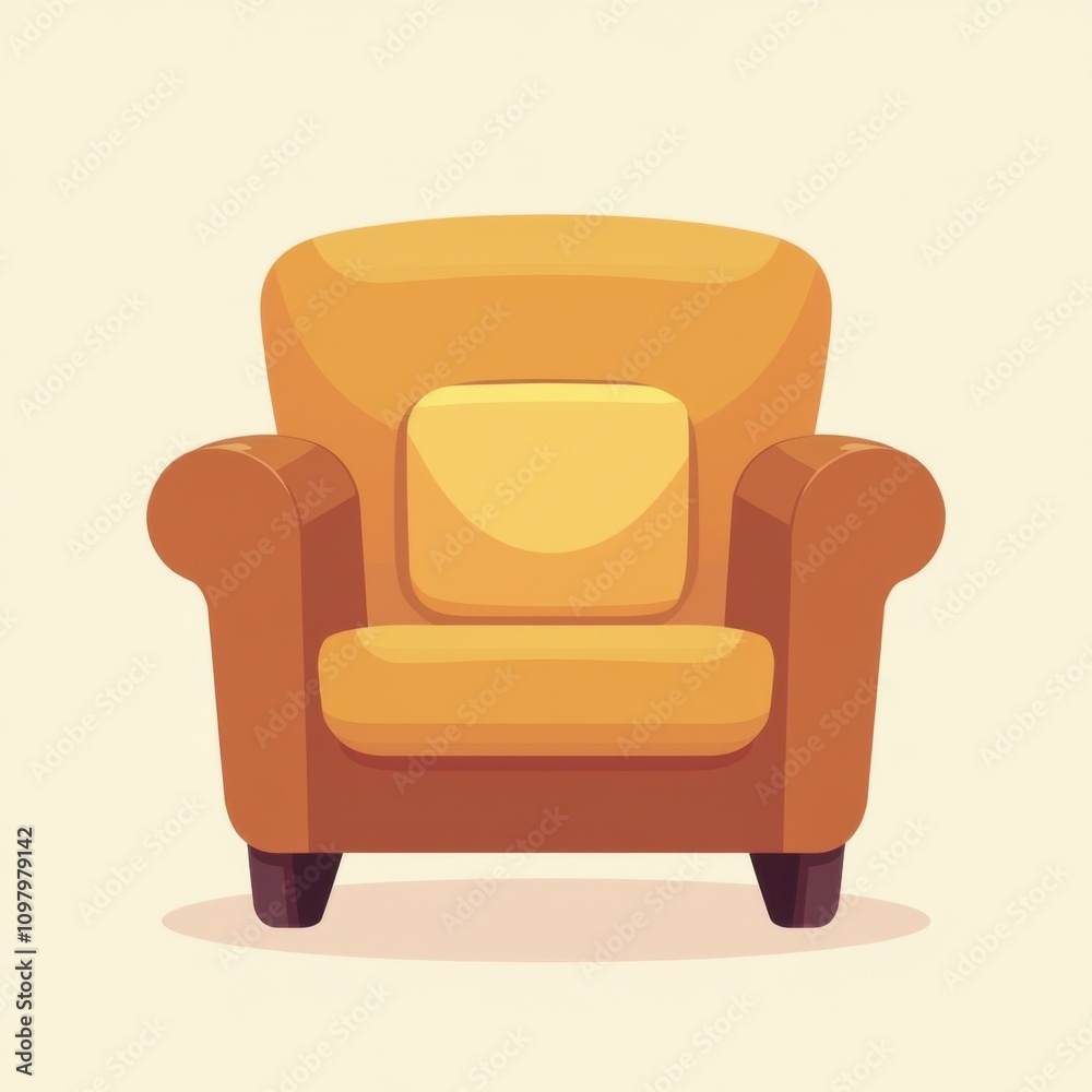 Cozy Armchair with Soft Cushions - Warm Color Palette Icon Cozy Armchair with Soft Cushions - Warm Color Palette Icon