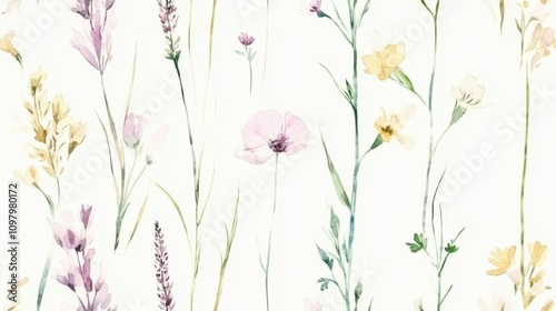 pastel watercolor, wildflowers