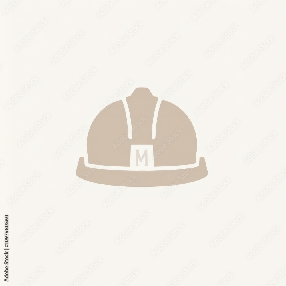 Fototapeta premium Minimalist Hard Hat Icon with Strap