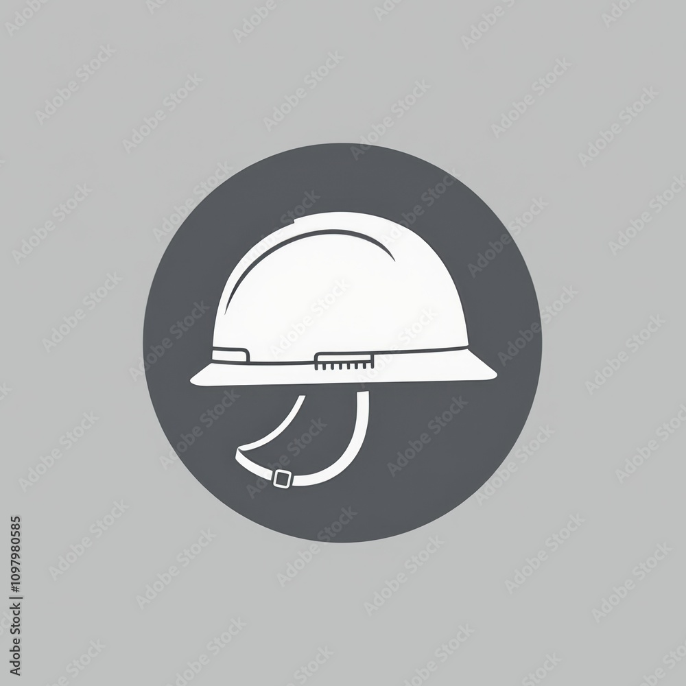Minimalist Hard Hat Icon with Strap Detail Minimalist Hard Hat Icon with Strap Detail
