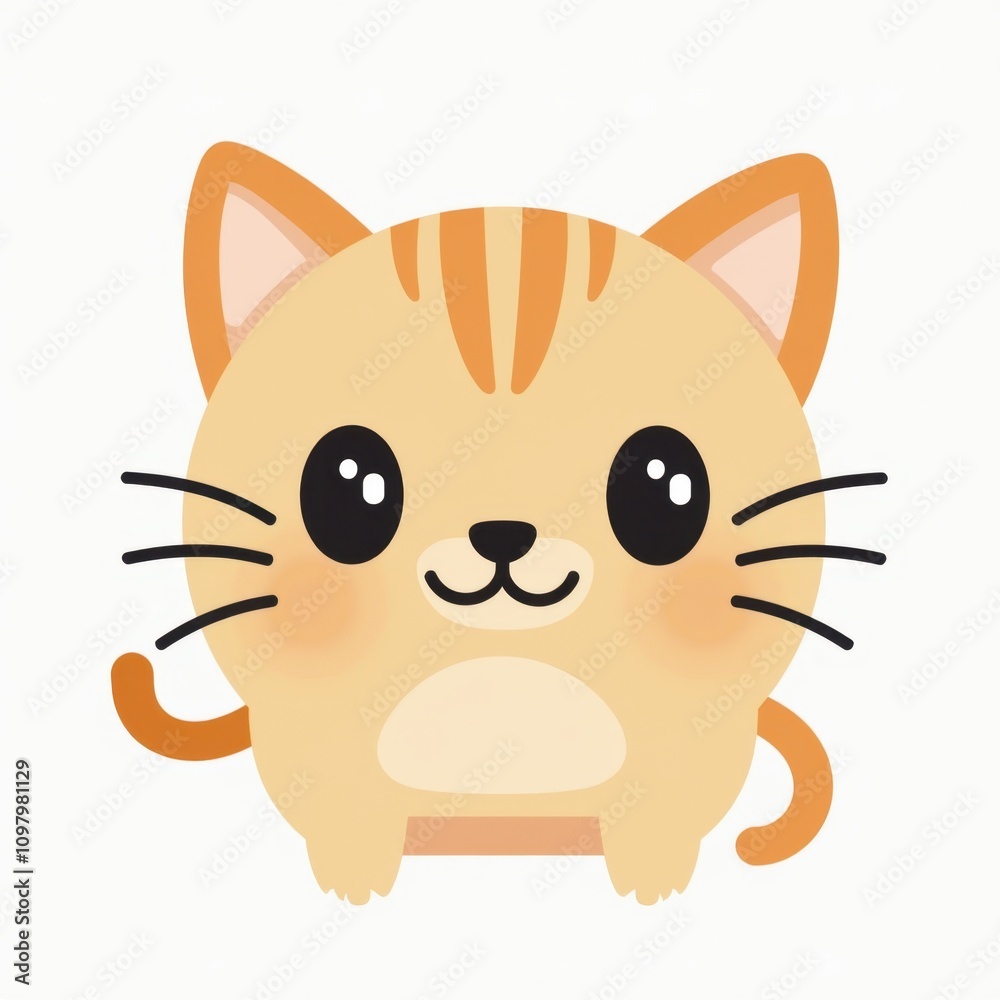 Playful Cat Icon with Whiskers and Curled Tail Playful Cat Icon with Whiskers and Curled Tail