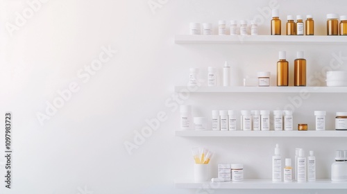 Empty medicine cabinet shelves reveal a life free from dependency, symbolizing health and self-reliance. Emptiness as a sign of wellness and proactive lifestyle choices.