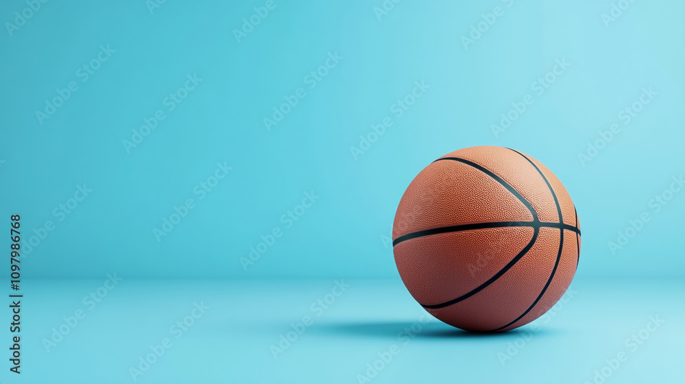 Obraz premium Basketball on a blue background creating a vibrant and engaging atmosphere for sports enthusiasts and aspiring players