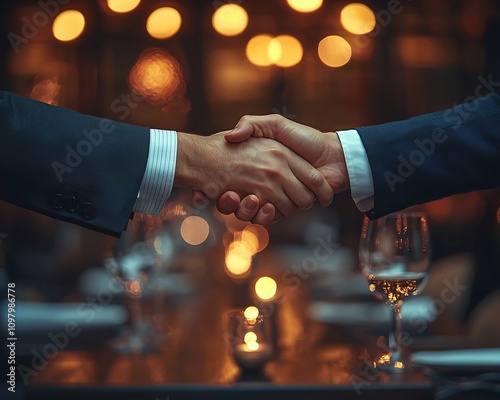 Formal Business Negotiation Over Fine Dining at Elegant Restaurant