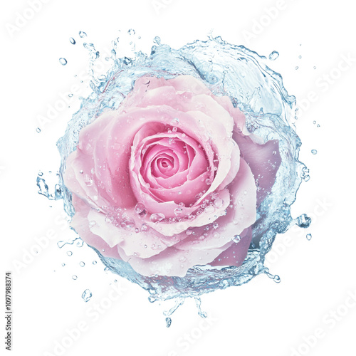 Transparent or PNG Image of Pink Rose in Water