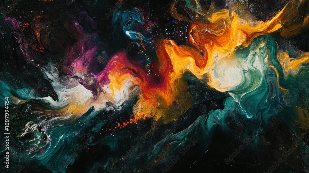 Fototapeta premium Abstract colorful swirling paint texture background. (1)