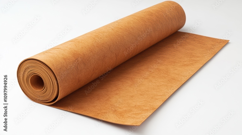 Fototapeta premium A rolled sheet of brown kraft paper, ready for crafting or packaging use.