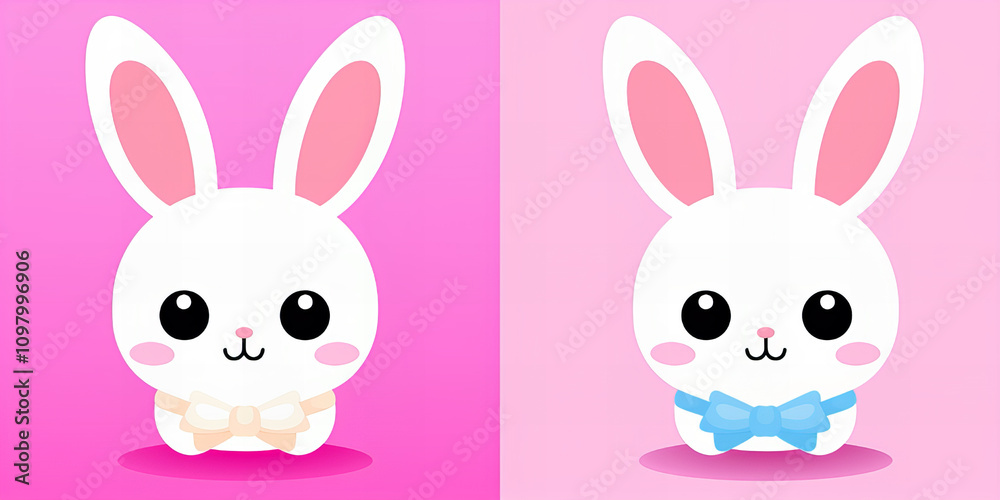 Fototapeta premium Cute Kawaii Bunny Pattern.