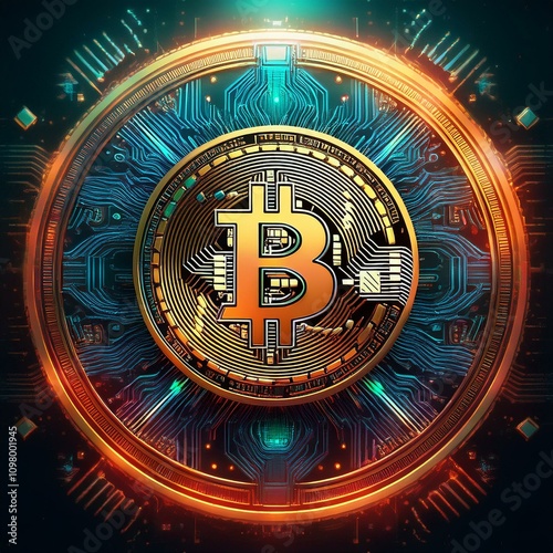 Bitcoin crypto currency coin concept, AI generated