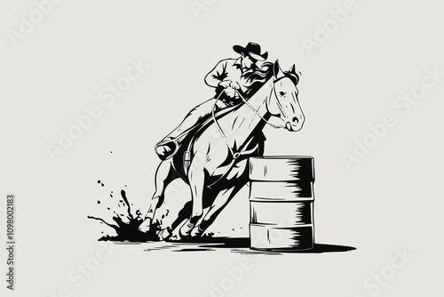 Barrel Racing in Action vector