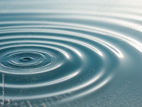 Clear Water Surface with Concentric Ripples in Bright Blue Light. photo