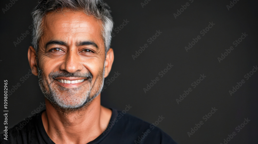 Obraz premium senior indian woman smiling on dark background