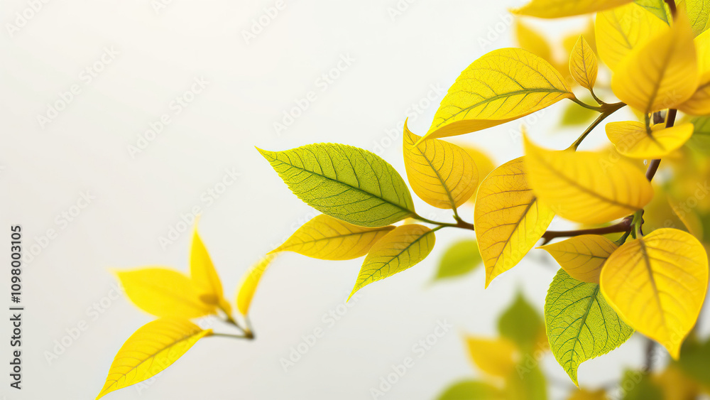 Fototapeta premium Close-up of yellow and green leaves of euonymus fortunei emerald n gold, plant, botanical, vibrant