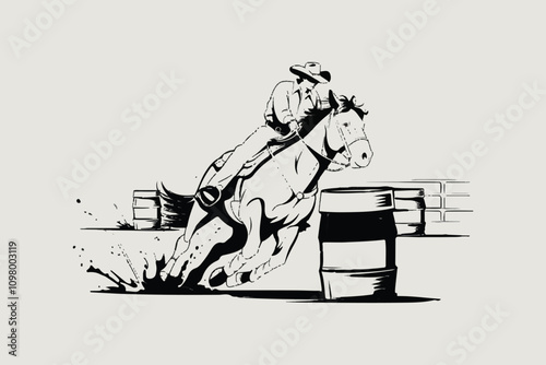 Barrel Racing in Action vector