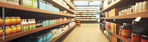 A well-stocked pharmacy aisle provides a wide selection of health and wellness products.