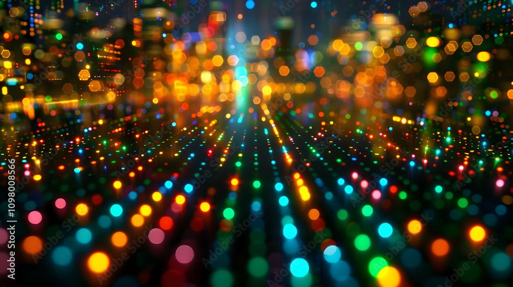 Obraz premium Abstract 3D Background City Lights Bokeh