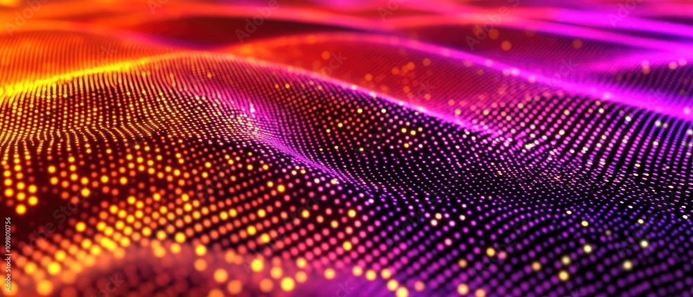 Fototapeta premium Abstract waves of vibrant colors and dots create a dynamic visual representation.