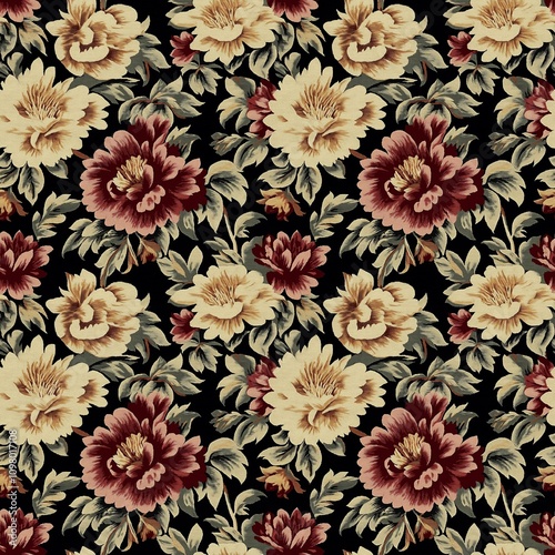 vintage carpet flower pattern photo