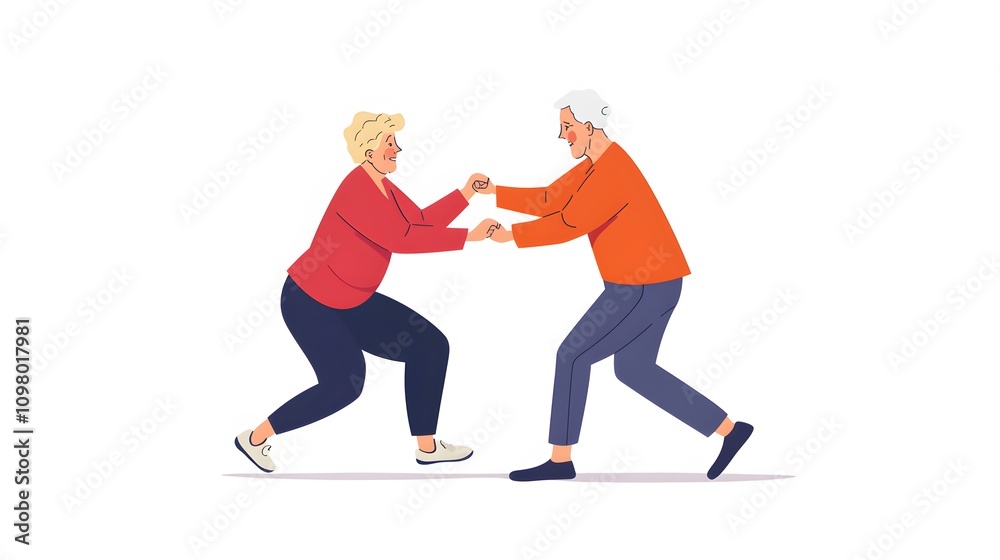 Obraz premium 4. An elderly woman practicing physical therapy exercises with a therapist, showcasing strength and determination, on a white background