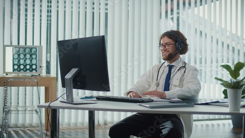 A Doctor Conducts Virtual Consultations on Mental Health, Assisting Patients in Managing Anxiety and Depression Remotely. Concept of Telemedicine and Mental Health, Offering Remote Support