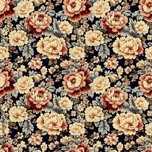vintage carpet flower pattern