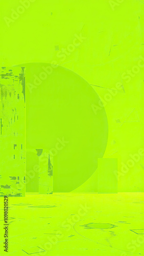 Lime green mid century inspired background with scratched abstract shapes, unique, lime green theme, energetic photo