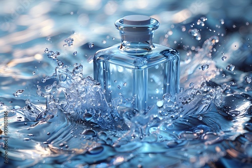 Glass Bottle Splashing in Water