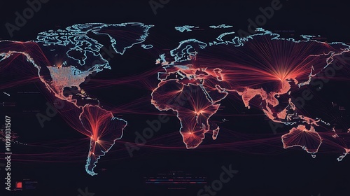 Global Network Connections Illustrating Worldwide Interconnectivity photo