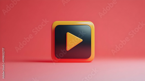 3D Play Button Icon Illustration