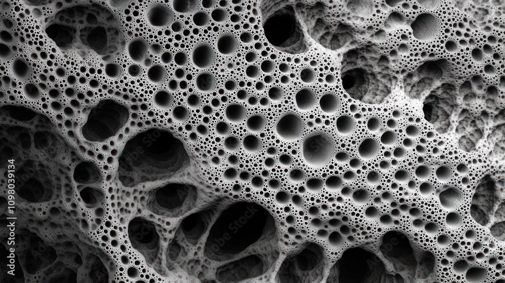 Abstract Gray Porous Surface: Intricate Cellular Structure Abstract Gray Porous Surface: Intricate Cellular Structure