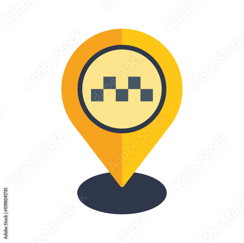 Yellow location pin pointing a taxi stand on a map