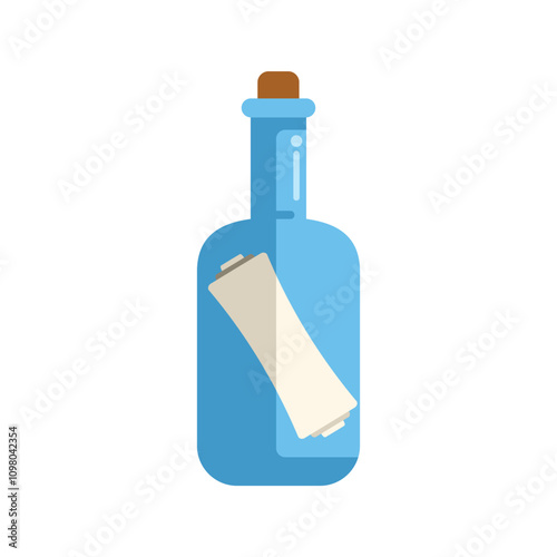 Message in a bottle is waiting to be discovered, symbolizing communication, hope, and adventure