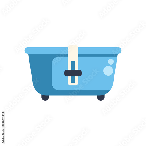 Simple vector illustration of a bathtub equipped with a handle for disabled people, promoting accessibility in bathroom design