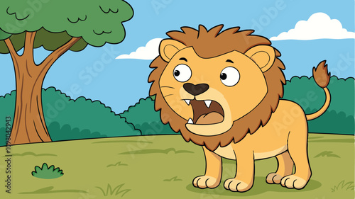 leo the lion trying to roar but only a small vector