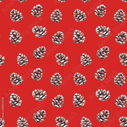 Christmas pine cones pattern photo