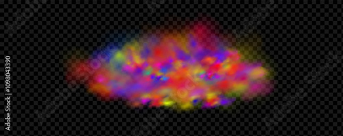 Background of an explosion of colorful smoke clouds.Multicolor fog with blue and yellow particles.