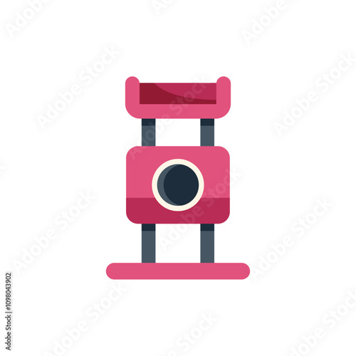 Pink cat tree with scratching post for playing, isolated on white background