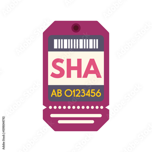 Luggage tag with barcode and location code sha indicating shanghai hongqiao international airport photo