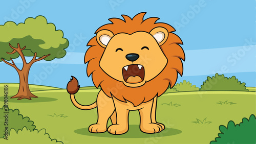 leo the lion trying to roar but only a small vector