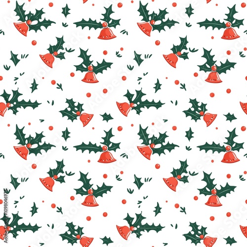 Christmas Holly with bell pattern photo