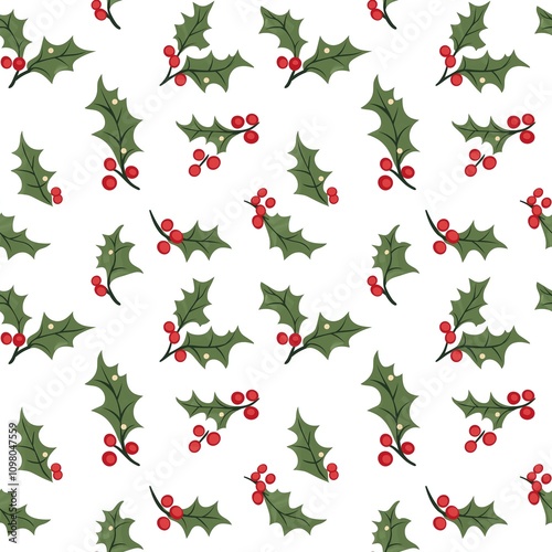 Christmas Holly pattern photo