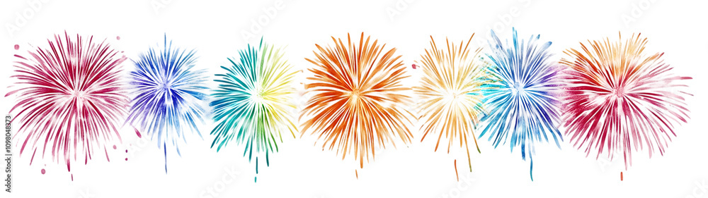 Fototapeta premium Firewirks on white background