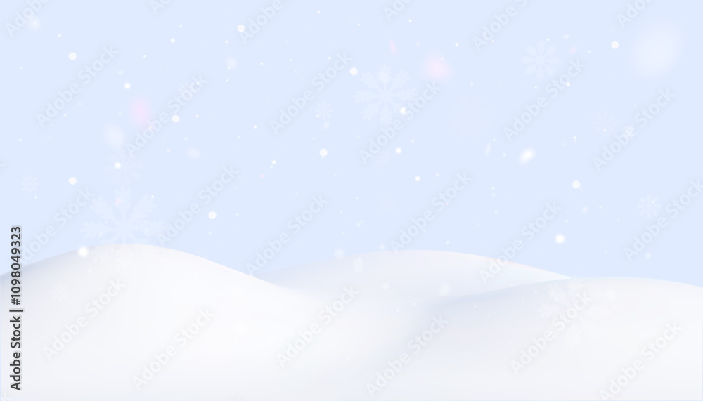 Soft Winter Background with Snowdrifts and Falling Snow with Bokeh Soft Winter Background with Snowdrifts and Falling Snow with Bokeh