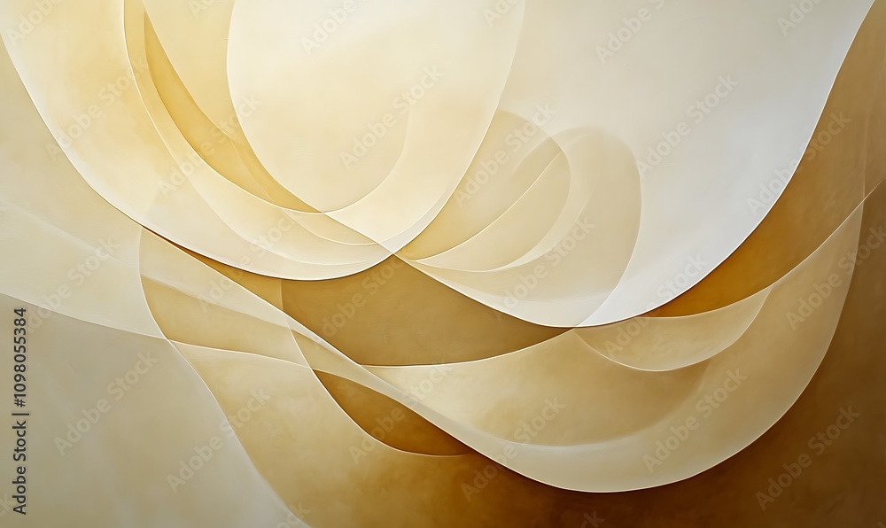 Fototapeta premium Abstract composition featuring soft curves and warm tones, evoking tranquility and fluidity.